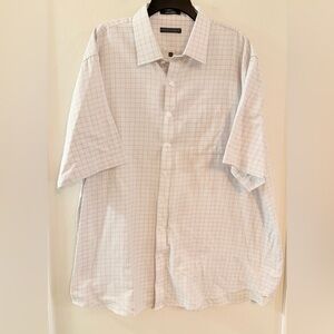 Damon Men's Big & Tall White Checkered Button Down Shirt - Size 19 Tall